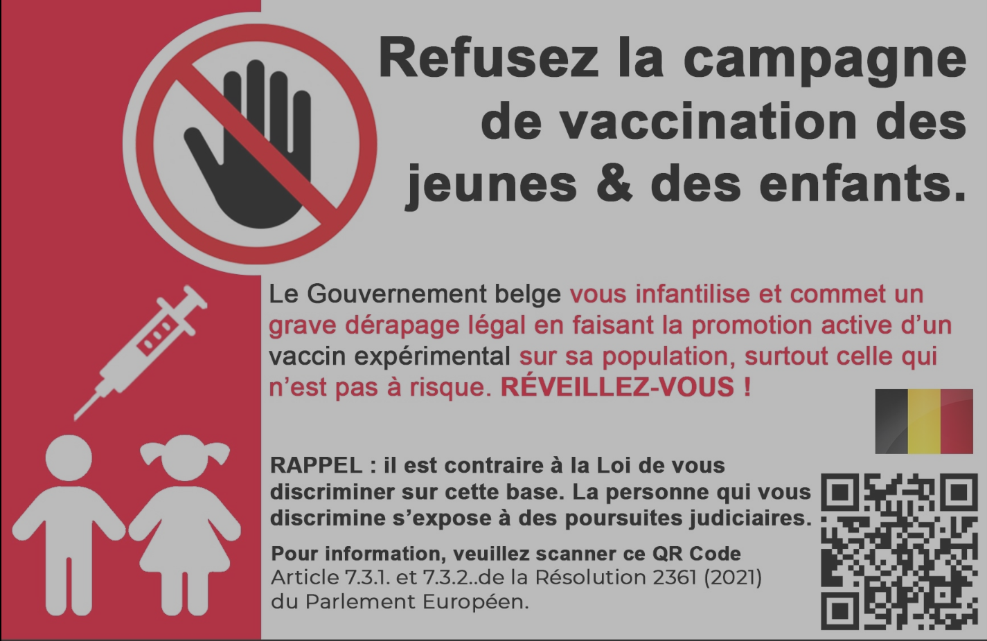 Refusez la campagne de vaccination des jeunes & enfants